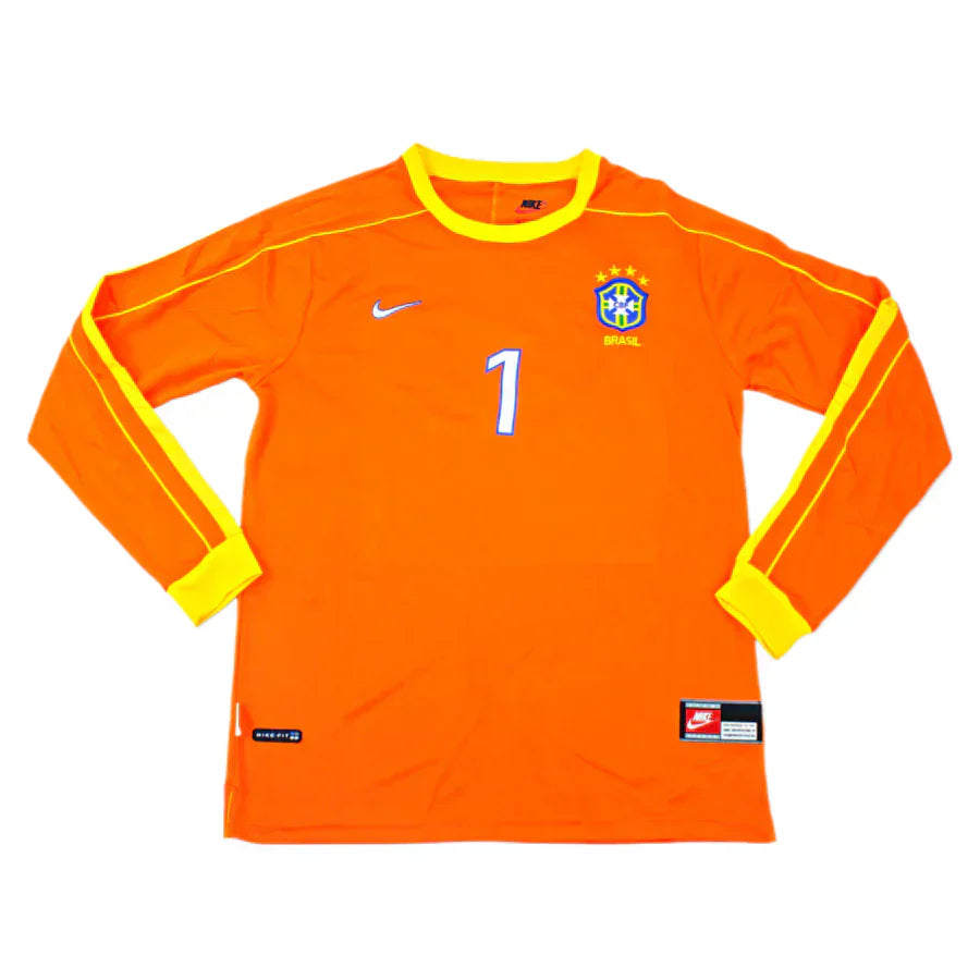 1998 Brasil Equipacion Portero Naranja Manga Larga
